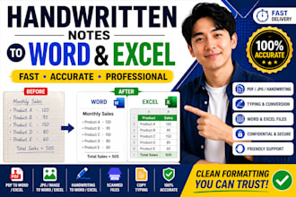 convert PDF, jpg and handwritten files to word or excel