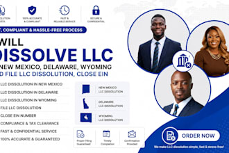 dissolve llc in new mexico delaware wyoming and file llc dissolution, close ein