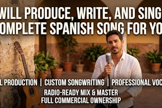 produce, write, and sing a complete spanish song latin music spanish singer