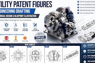 uspto patent drawing cad illustration technical figures 2d 3d invention sketch