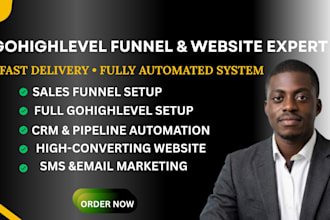 build gohighlevel funnel website and CRM automation system