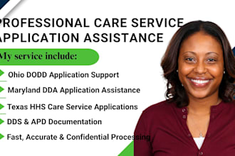 do care service application for ohio dodd, maryland dda, texas hhs, dds, apd