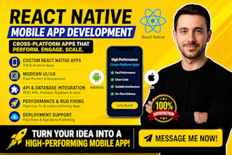 develop mobile app for ios and android with react native expo, expo developer