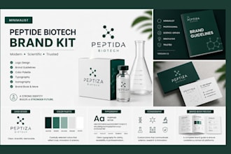 design a minimalist brand kit for your peptide biotech or research startup