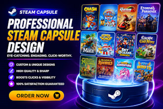 design steam capsule game key art steam header capsule, game cover art for steam