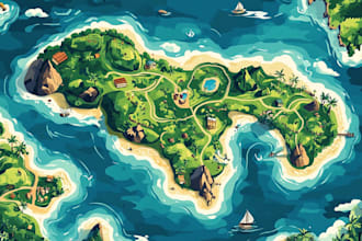 illustrate a custom vector map, campground site