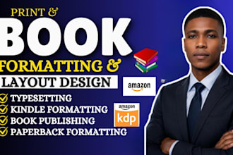 format a beautiful book interior for KDP or ingram epub, PDF mobi, book design,