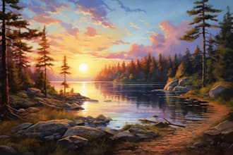 landscape with oil paints