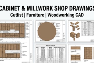 design cabinet, cutlist and millwork shop drawings