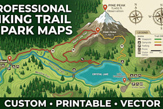 design hiking,trail, park, site, property map and outdoor adventure location map