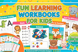 design english math, science worksheet, kids activity tracing workbook for kids