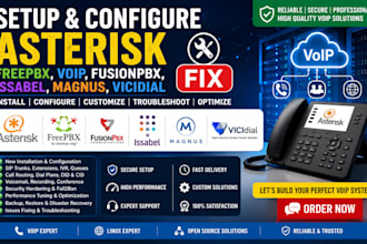setup configure asterisks freepbx, voip fusionpbx, issabel magnus vicidial fix