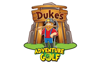 create a beloved mining logo for a miniature golf course