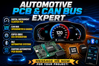 automotive digital instrument cluster pcb, canbus speedometer esp32 obd2 ecu ble