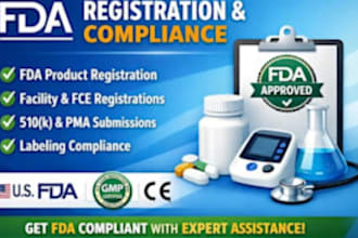 handle fda 510k submission, us agent, fda registration and compliance