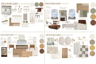create aesthetic interior design moodboard and layout