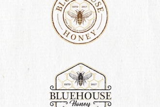 create hand drawn honey bee logo for your business