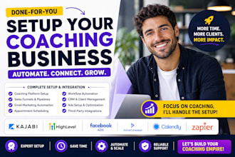 setup coaching kajabi gohighlevel facebook ads activecampaign calendly zapier