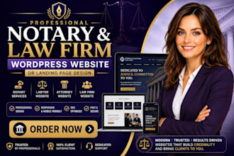 design notary lawyer attorney law firm wordpress website or landing page design
