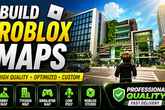 build roblox map, obby map, tycoon map, simulator map, roblox studio, low poly