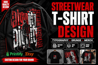 design custom streetwear, typography and vintage t shirt design