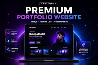 create a modern portfolio website using nextjs tailwind CSS and framer motion
