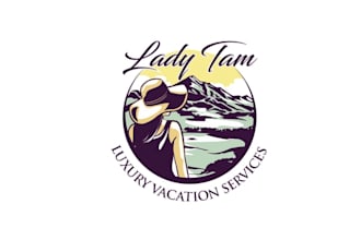 design monogram travel vacation beach logo