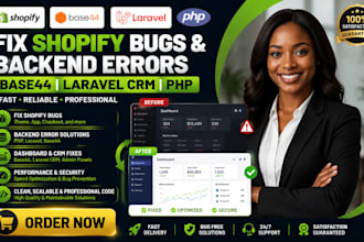 fix shopify admin bugs and backend dashboard errors base44 laravel crm PHP