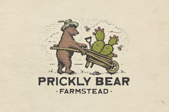 create high quality prickly bear and cactus logo