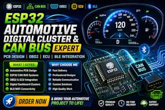esp32 automotive digital instrument cluster pcb, obd2 canbus ecu ble integration