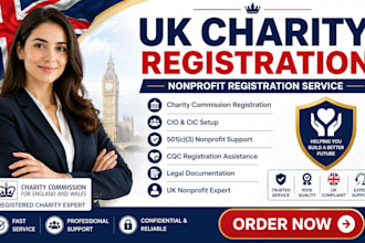 register uk charity as cio with charity commission, cqc, 501c3 nonprofit, cic