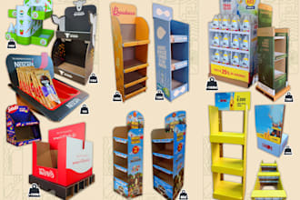 do cardboard structural design, pos displays and dielines