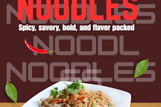design chili garlic noodles poster for restaurant menu