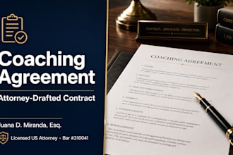 draft an attorney grade coaching agreement and contract