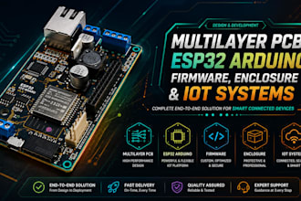 design multilayer pcb, esp32 arduino firmware, enclosure and iot systems