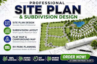 render site plan, subdivision, plat map, campground and rv park design