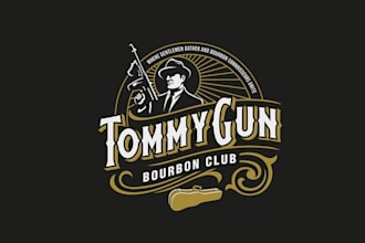 design classic tommy gun bourbon club logo