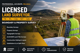 tx, fl, ca, ny, ga licensed land surveyor boundary and property survey
