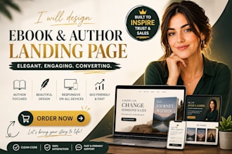 design ebook author website wix website, book website and wordpress landing page