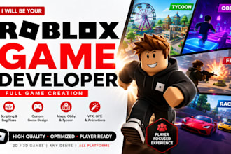 develop full roblox game with combat movement animation build roblox tycoon game