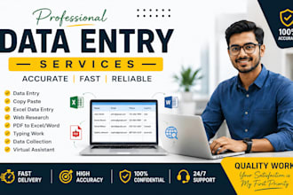 do accurate data entry, copy paste, excel typing, web research, PDF conversion,