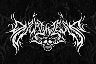 do dark fantasy metal logo design with gothic elements