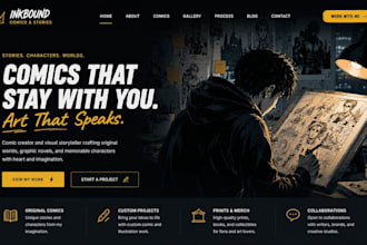 design squarespace comic creator website graphic novel website artist portfolio