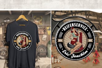 make vintage garage lady car auto service logo