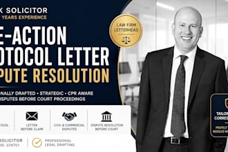 issue a UK pre action protocol letter for dispute resolution as a UK solicitor