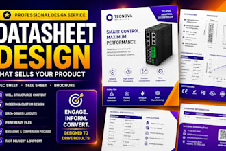 design a professional product datasheet, spec sheet or sell sheet