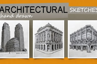 hand draw architecture and urban design sketches