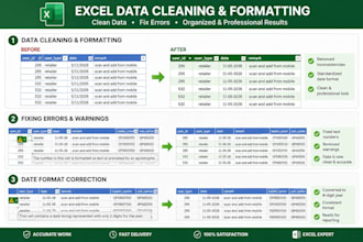 clean, format and organize excel spreadsheets
