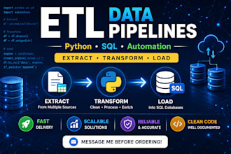 build etl data pipelines using python and sql