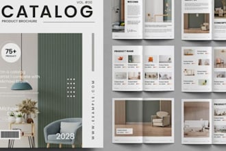 create editable kitchen cabinet brochure, product catalog, lookbook design